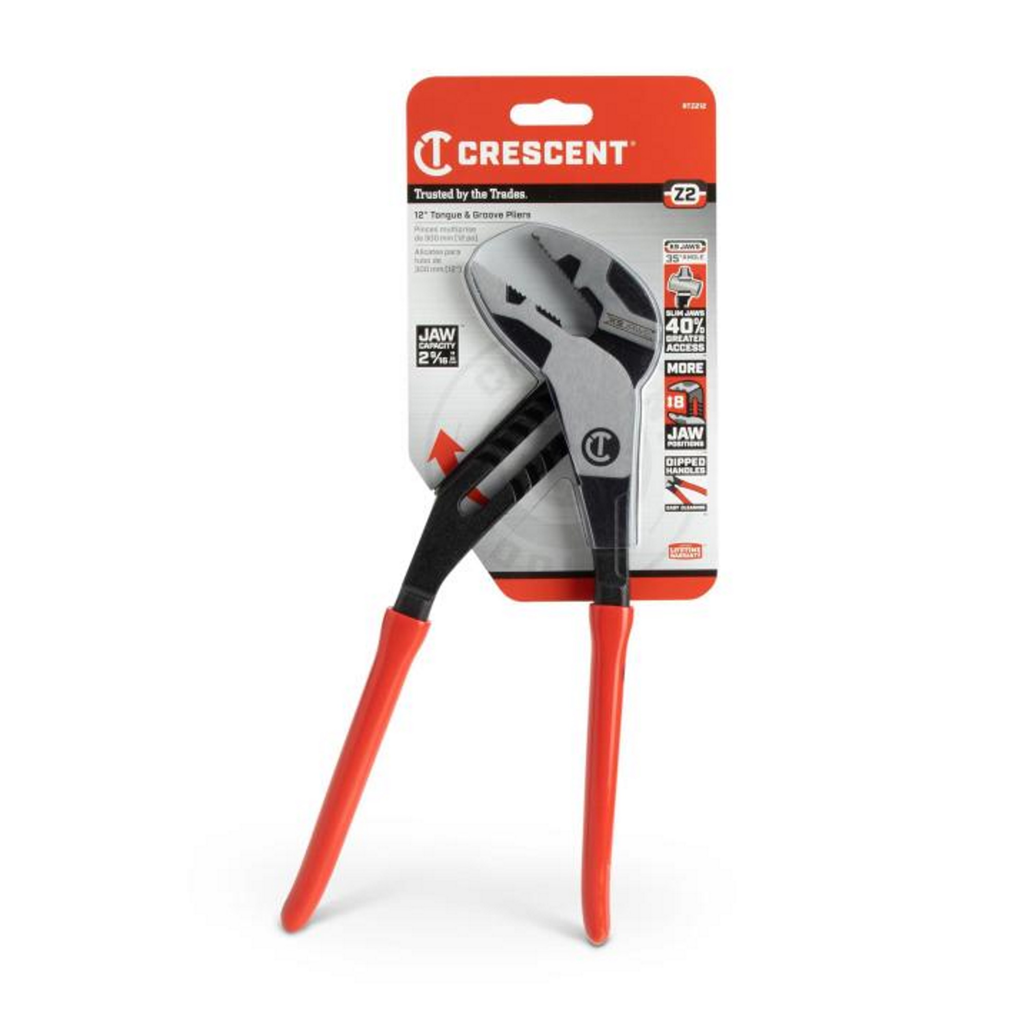 Crescent Z2 K9™ Straight Jaw Dipped Handle Tongue and Groove Pliers